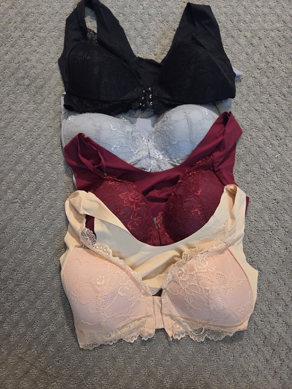 Lace Balcony Bra - Pink, Burgundy, White, Black - Women Intimates